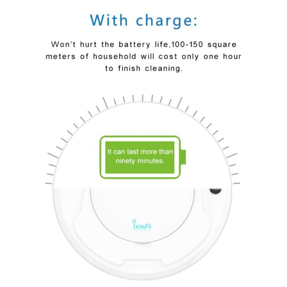 Robot Vacuum Cleaner，1800Pa Strong Suction Power, 100 Minute Runtime for Pet Hair, Hard Floors and Carpets.
