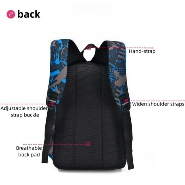 Tyethy School Backpack Boys School Bag Set with Crossbody Bag and Pencil Case, 3-in-1 Kids Bookbag for Elementory, Blue