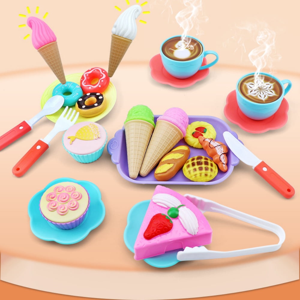 Ice Cream Toy, Pretend Play Cooking and Baking Toys, Sweet Treats Ice Cream and Donut Food Toys, 38 Pieces, Pretend Play Food Decorating Kit for Ages 4+ Kids