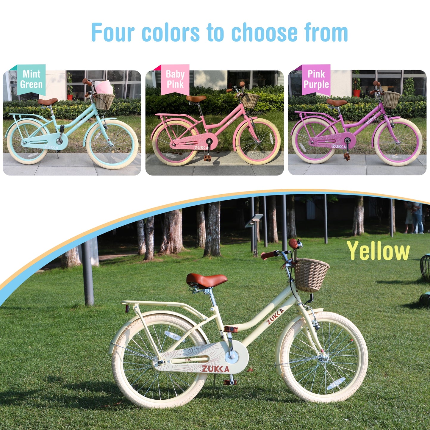 Baprem Girls Bike 20 Inch Kids Bicycle with Basket and Backseat for 7-10 Years Old, Single Speed, Pink