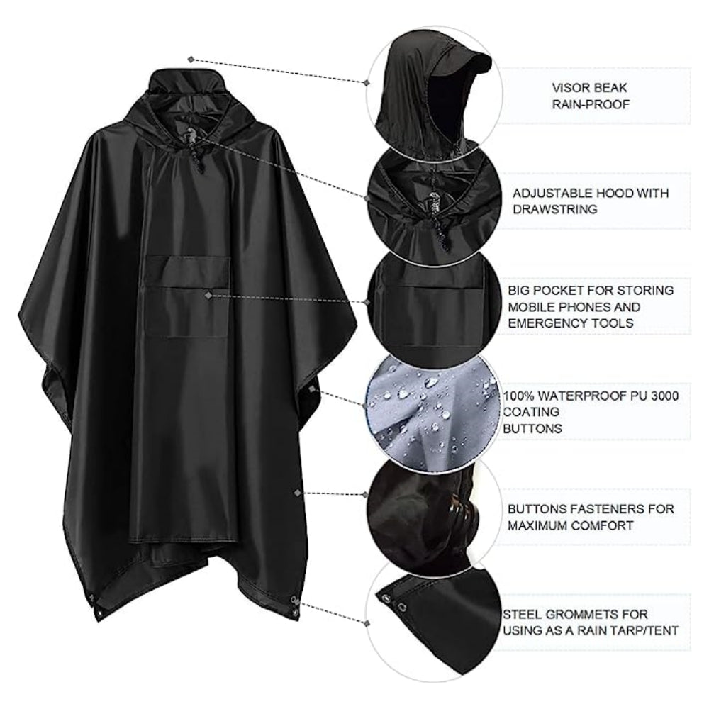 Rain Poncho,Waterproof Raincoat,Lightweight Rain Coat for Men Women Adults with Pocket, Unisex Rain Poncho for Hiking Camping Emergency