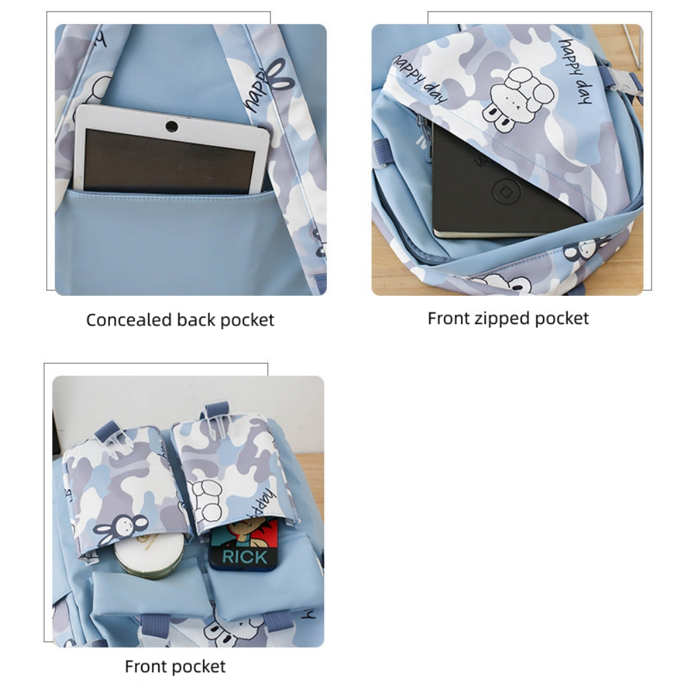Girls Backpack 17inch Large Capacity School Backpack Set for Teens, Multi-pockets Bookbag Elementary Middle School Bag with Lunch Box and Pencil Bag, Blue
