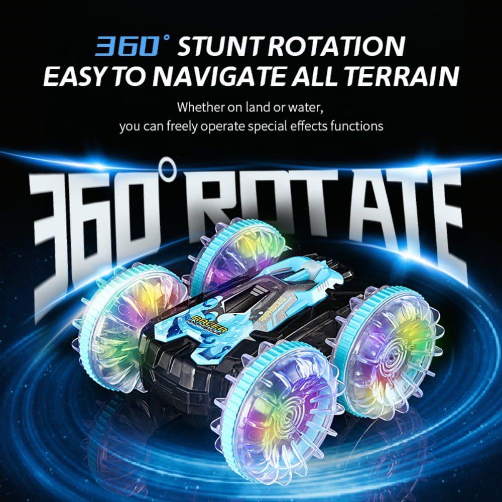 RC Car for Kids, Amphibious Remote Control Car Boat, 4WD Gesture RC Stunt Car Toys with Lights for Boys Girls Christmas Birthday Gifts