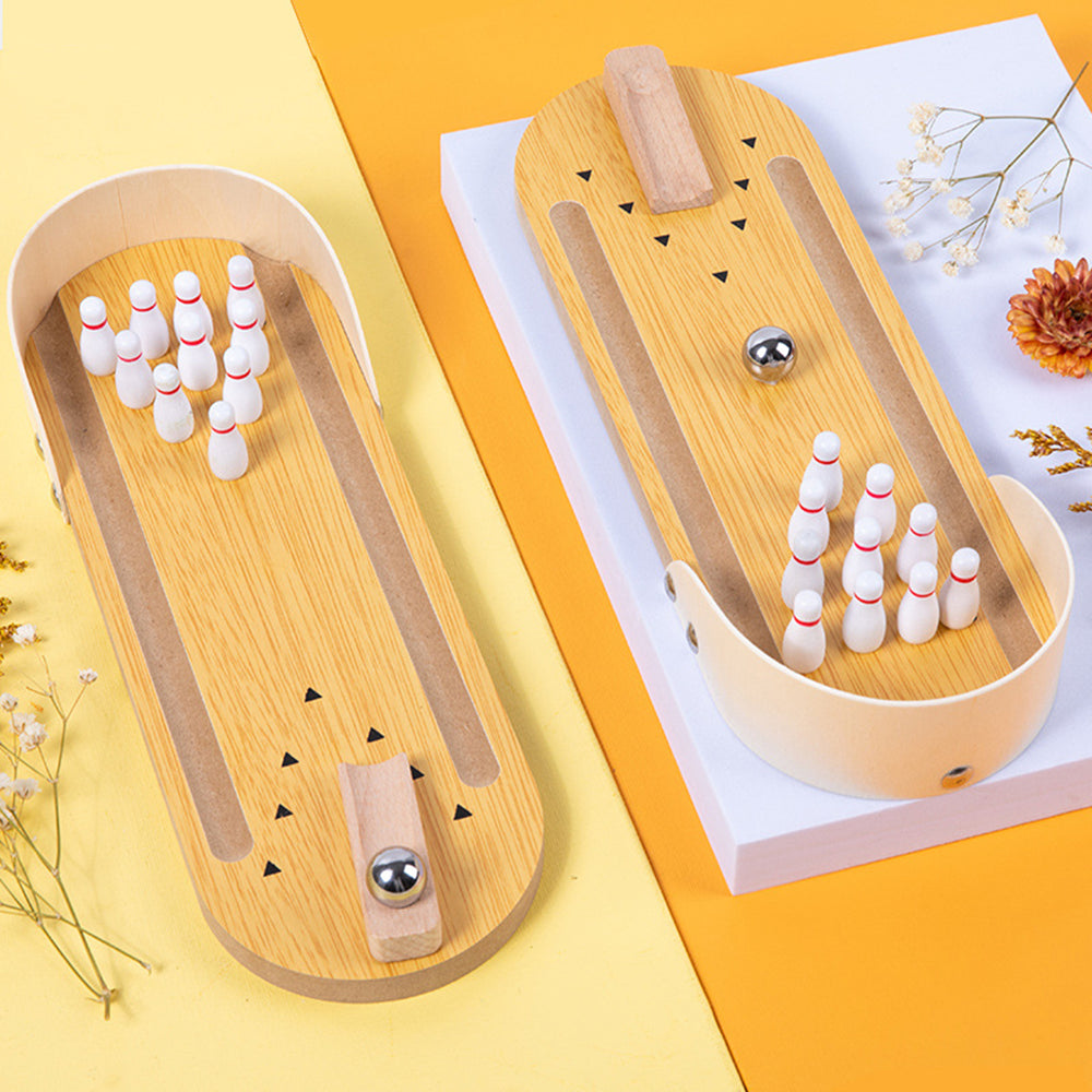 Mini Bowling Toy Set Wooden Tabletop Bowling Game Desk Toys Desktop Bowling Home Bowling Alleys for Kids Adults