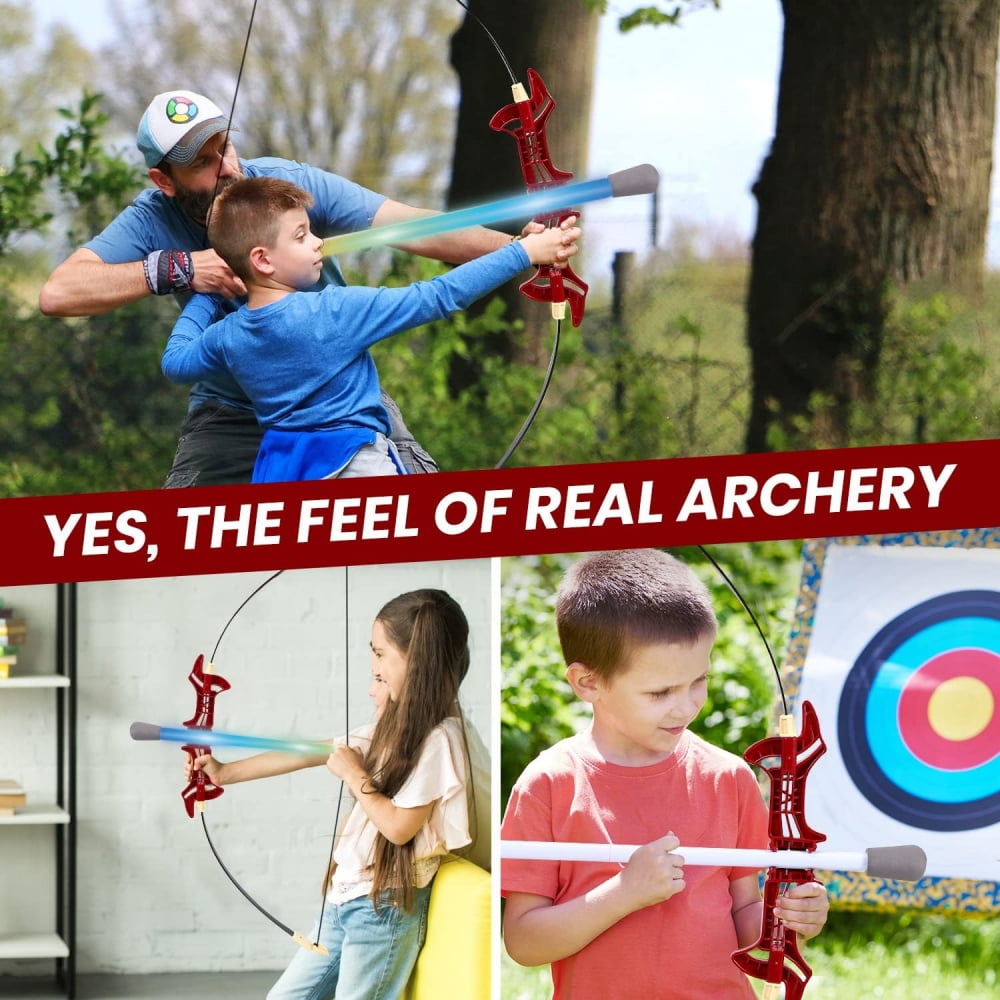 Kids Bow and Arrow Set, LED Light up Archery Toy Set with 3 Suction Cup Arrows,Indoor and Outdoor Toys for Children Boys Girls