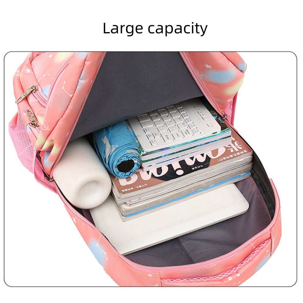 School Backpack 3 in 1 School Bags for Girls with Lunch Bag and Pencel Case, Water Resistant Lightweight Bookbag for Middle School, Large Capacity Travel Bag Laptop Backpack, Pink