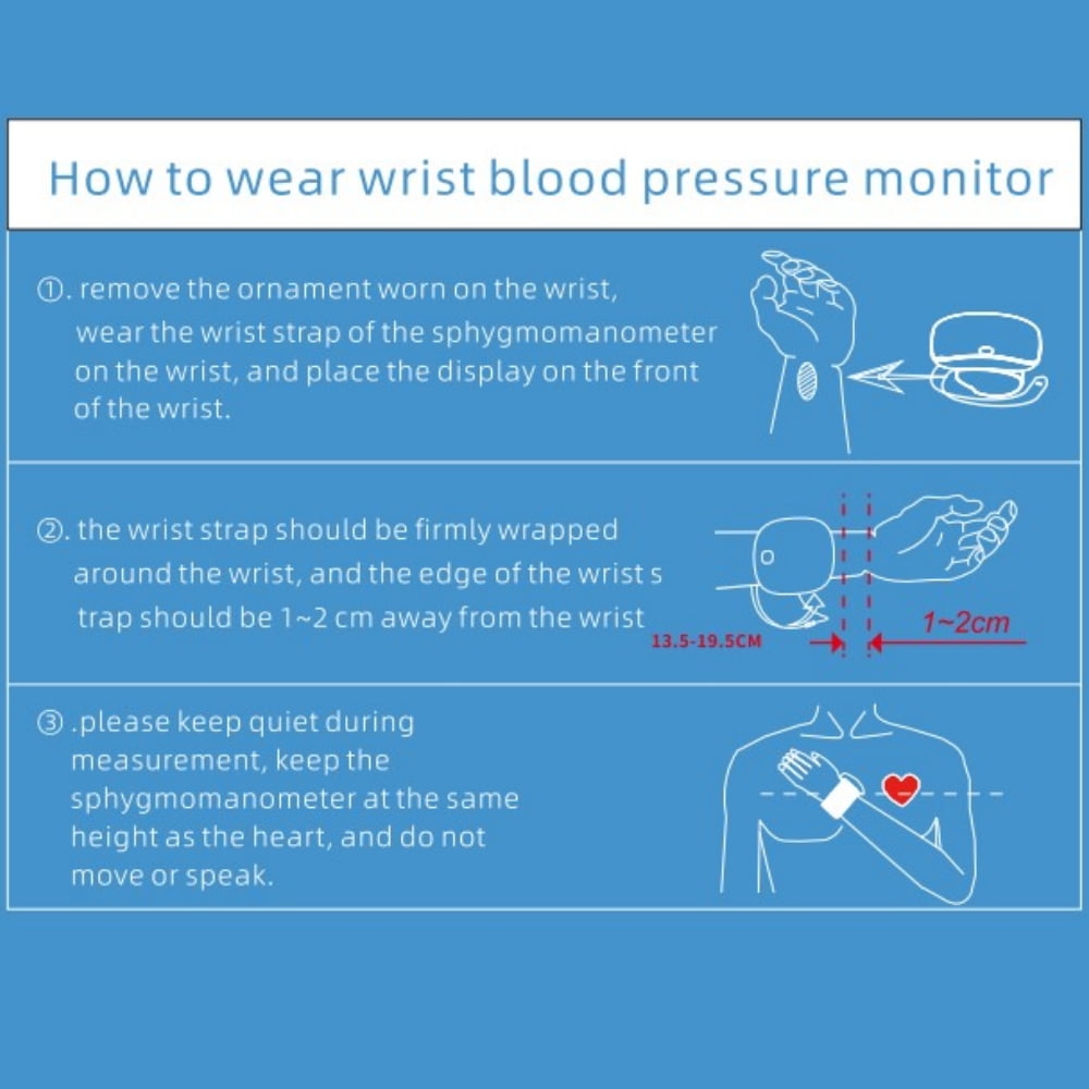 Blood Pressure Monitor with Speaker, Rechargeable Wrist Blood Pressure Monitor Kit with Large LED LCD Display for Home Use