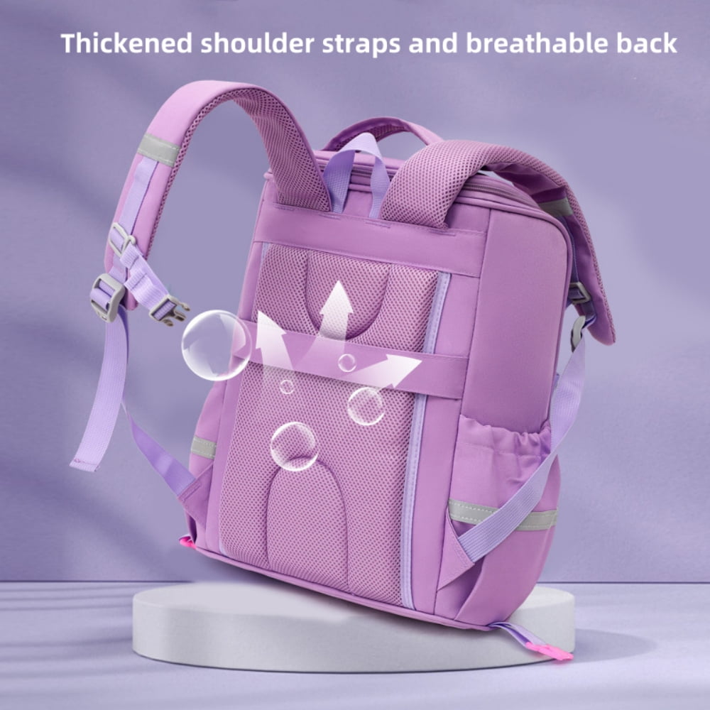 Baprem Girls Rolling Backpacks for School Elementary, Cute Trolley School Bag Bookbag Kids Backpack for Girls with 6 Wheels, Purple
