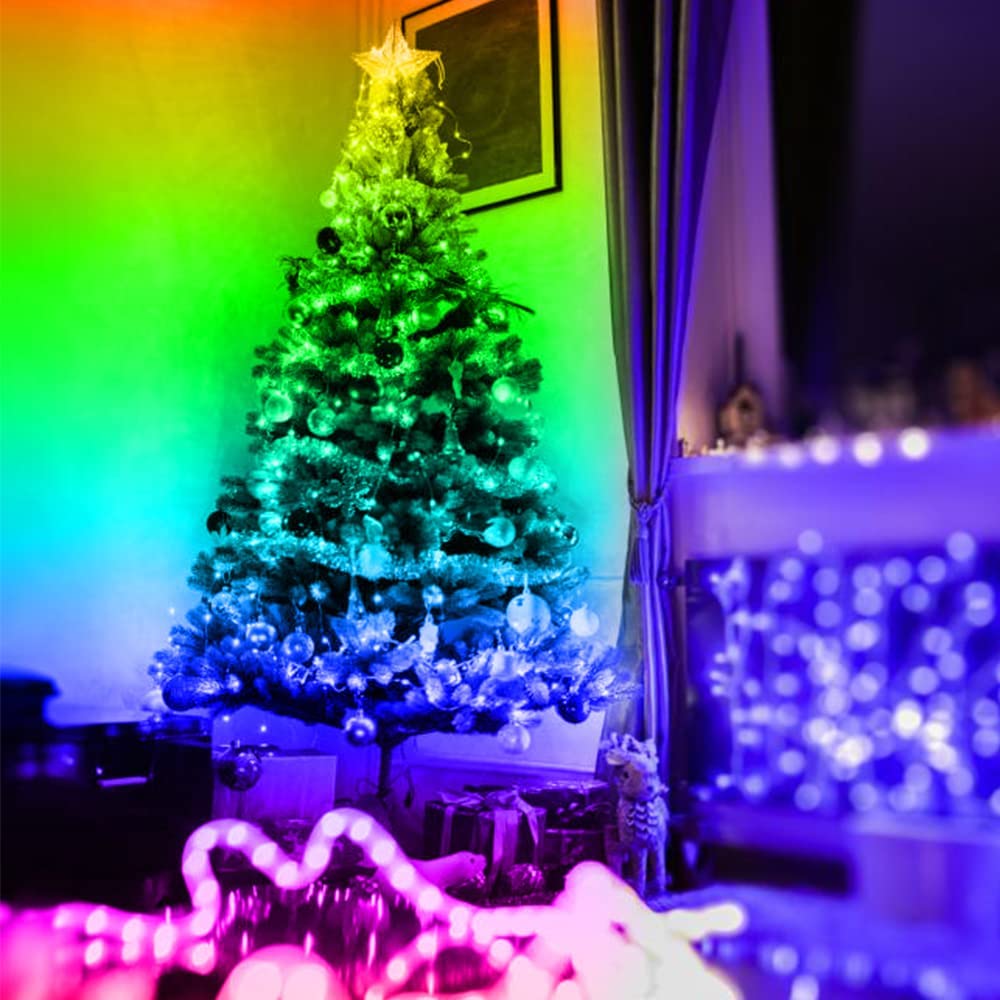 32.8ft LED Strip Lights, IP65 Waterproof Music Sync RGB Strip Lights with App & Remote Control for Bedroom, Kitchen, Party, 100 LEDs