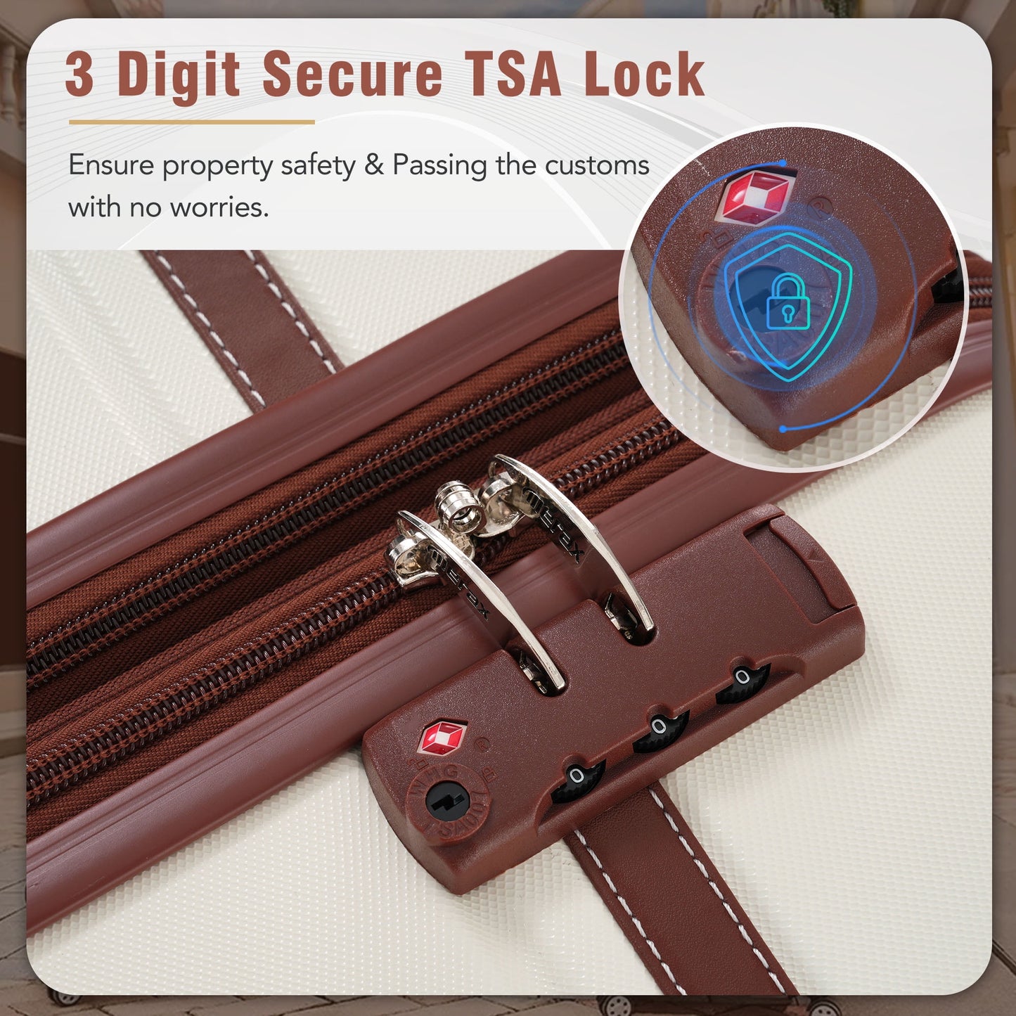 3 Pieces Hardshell Luggage Sets, Lightweight Luggages and Cosmetic Case with Spinner, TSA Lock ,20"+24"