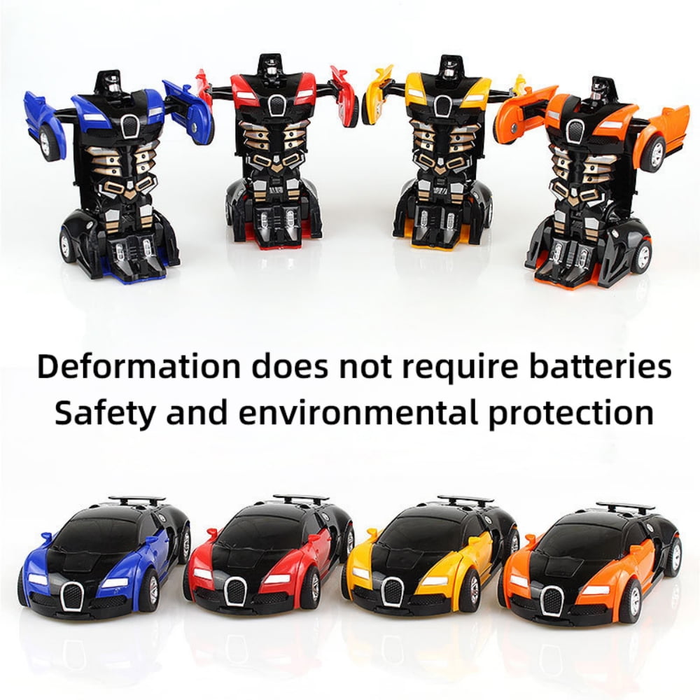 2 Pieces Transform Robot Car Toys, One-Button Mini Deformable Car Robot Toy for Kids Boys Girls Gift