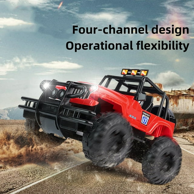 RC Stunt Cars for Kids, All Terrain off-Road Remote Control Truck with LED Lights for Boys Toys Age 3-12, RC Toy Race Car Gifts, Red