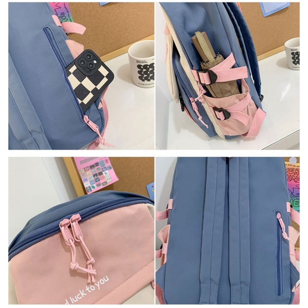 School Backpacks for Teen Girls, Nylon Waterproof Lightweight Retro College Backpack Bookbags Outdoor Daypack Fit 15.6" Laptop, Pink
