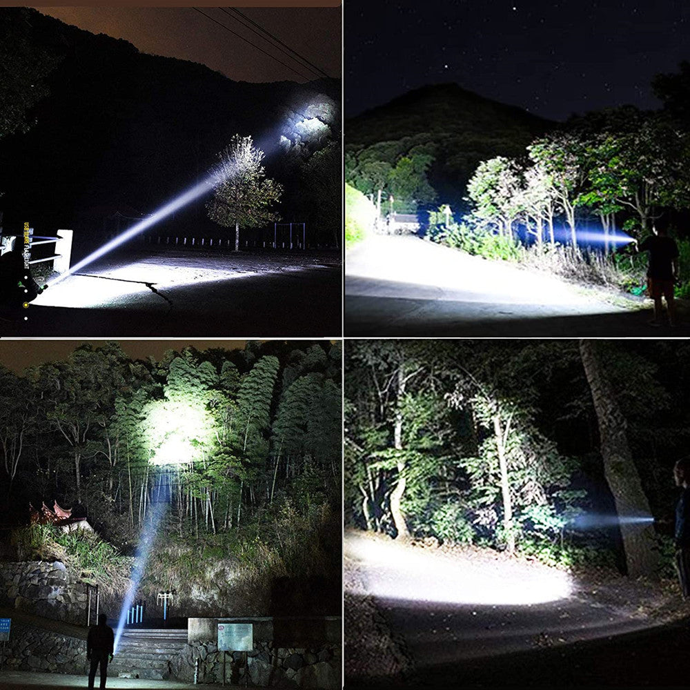 Rechargeable Flashlights, 90000 High Lumens Zoomable Handheld LED Flashlight, Waterproof XHP70 Flash Light with 2 Batteries for Emergency Hiking Camping