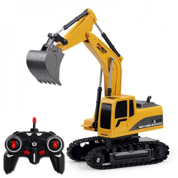 2.4G 6 Channel Remote Control Excavator Toy Truck RC Excavator with Metal Shovel Lights Sounds Rechargable Engineering Sand Digger Construction Vehicle Toy Gift for Kids