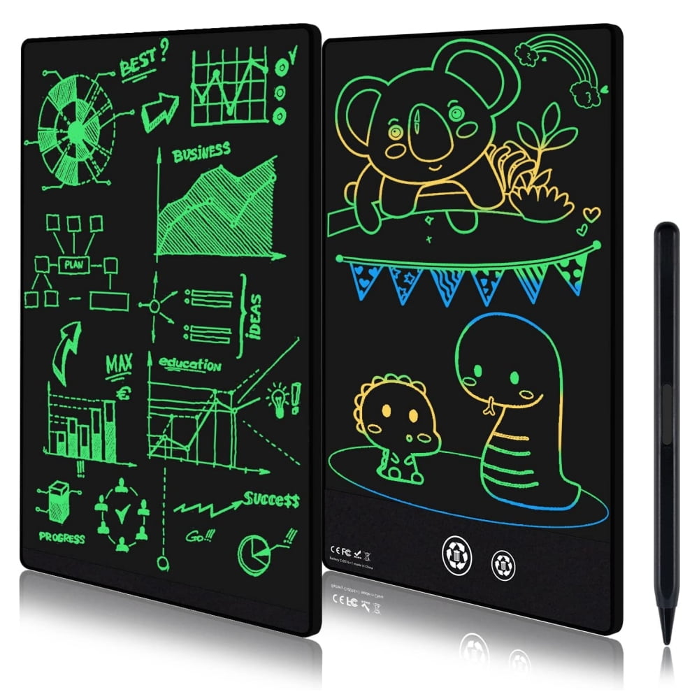 9.5+8.5inch Double-Sided LCD Writing Tablet Full Screen Drawing Tablet Doodle Board, Colorful Handwriting Pad for Kids Adults Office Home Learning Toy Gifts