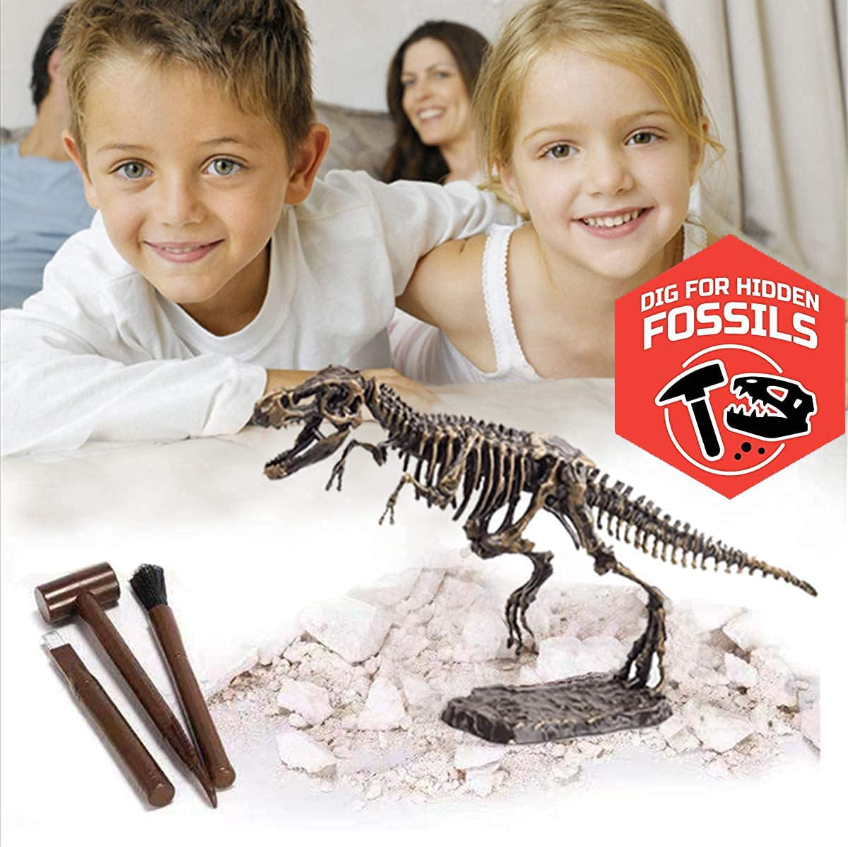 Tyethy Dinosaur Toys Fossil Excavation Kits for Kids with Chisel, Dinosaur Eggs Toys for 3+ Years