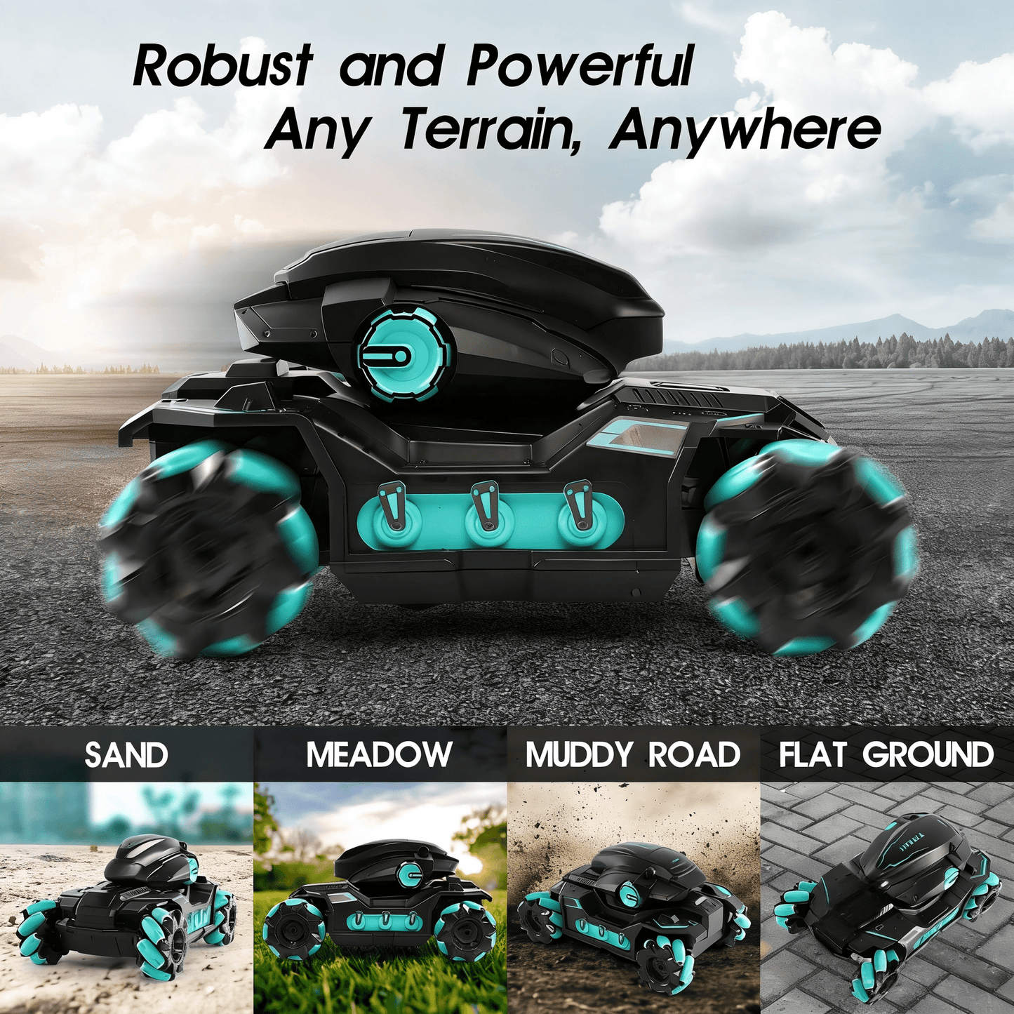Tyethy RC Cars for Boys Gesture Sensing Remote Control Car RC Stunt Car Tank Toy with Lights Music for Kids Ages 5+, Blue