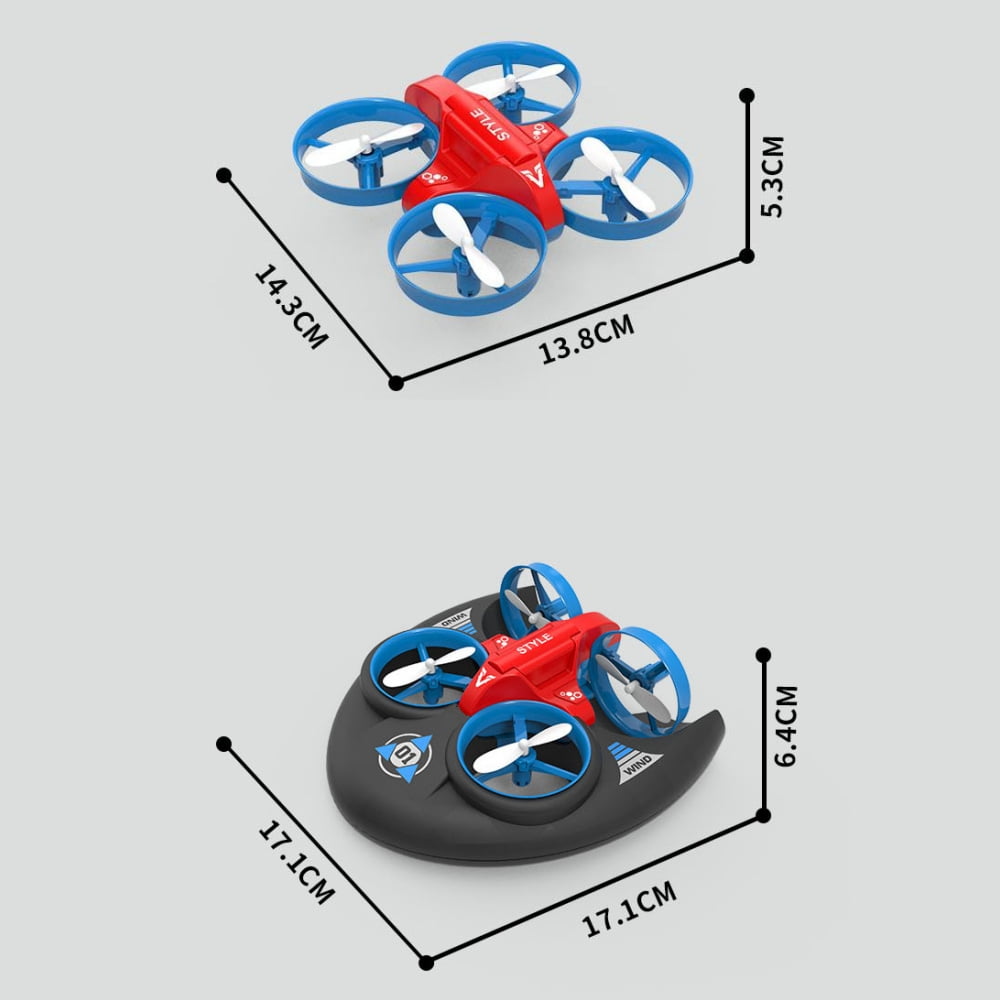 Remote Control Boat for Boys, 3 in-1 Water Land and Air Detachable Hovercrafts Boat Amphibious RC Car Rotatable Remote Control Drone Toys for 8-12 Years Old Kids