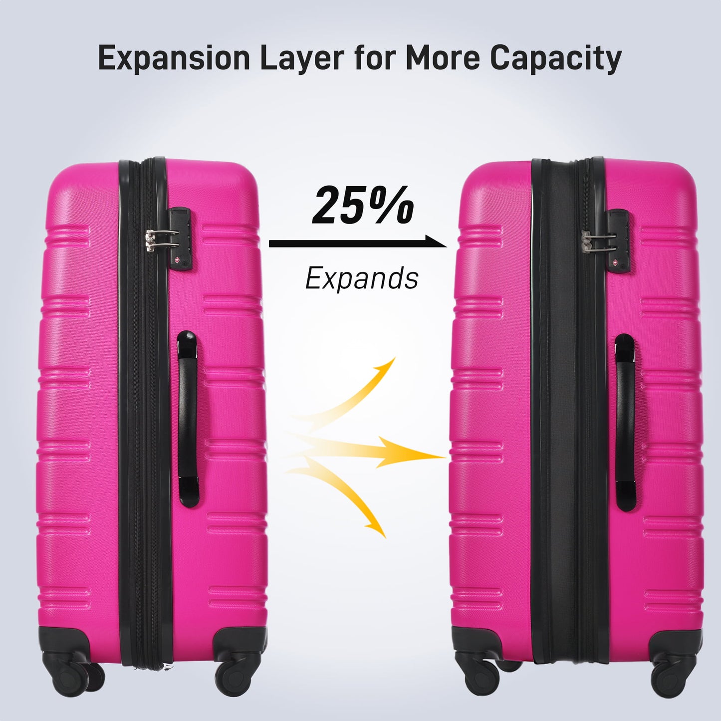 4 Piece Hardshell Luggage Sets with Spinner, TSA Lock, Lightweight Luggages, 16"+20"+24"+28"