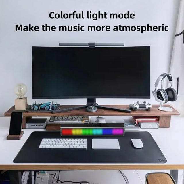 Sound Bars for TV, Wireless Bluetooth Speaker with RGB Lights, Mini Surround Soundbar Built-in Subwoofer for TV PC Phones Tablets