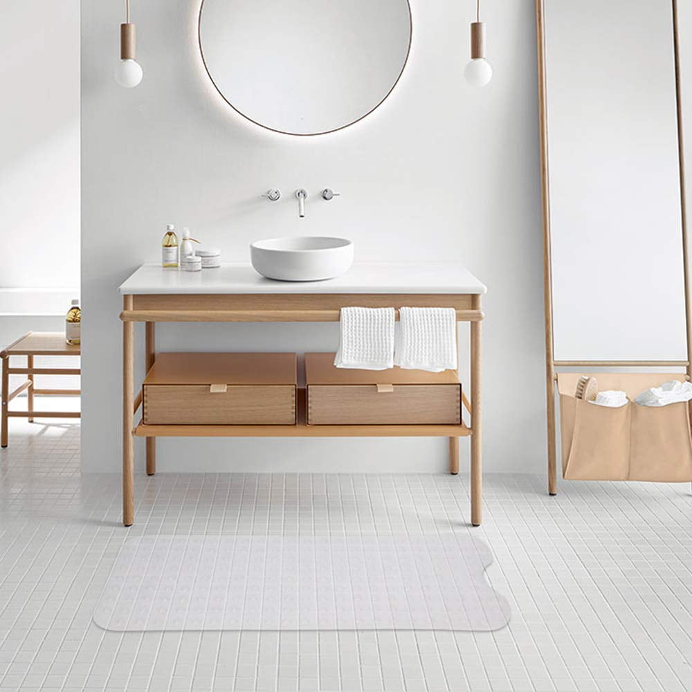 Bathtub Mat Non-Slip Transparent Shower Mats with Suction Cups and Drain Holes Machine Washable for Elderly & Kids, 39" x 16" , Clear