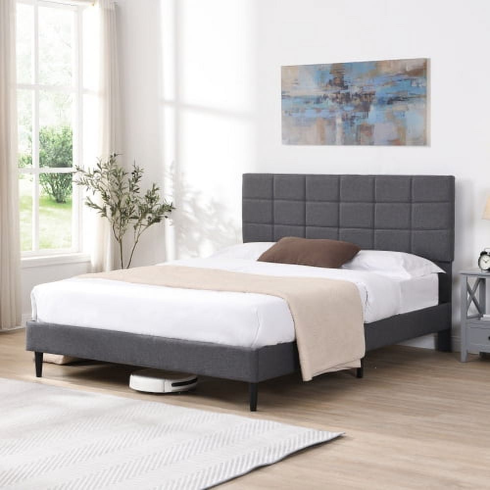 Full Size Wood Platform Bed with Bear-shaped Headboard,Bed with Motion Activated Night Lights,Cream+Walnut