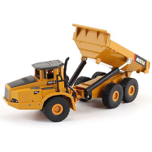 1/50 Scale Alloy Articulated Dump Truck of HuiNa 1712 Static Model , Metal Construction Vehicles Dump Truck Machine Model Toy for Kids