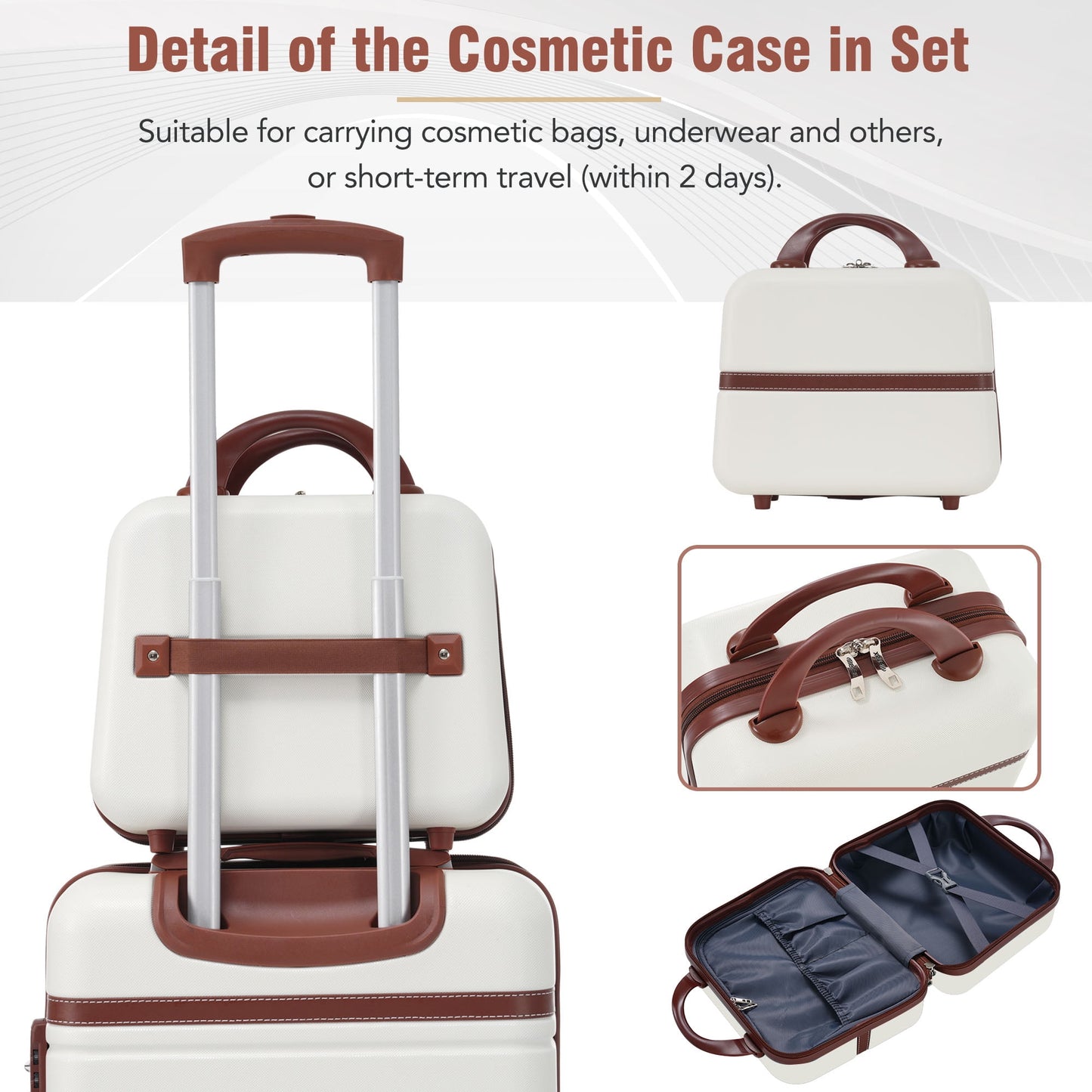 3 Pieces Hardshell Luggage Sets, Lightweight Luggages and Cosmetic Case with Spinner, TSA Lock ,20"+24"