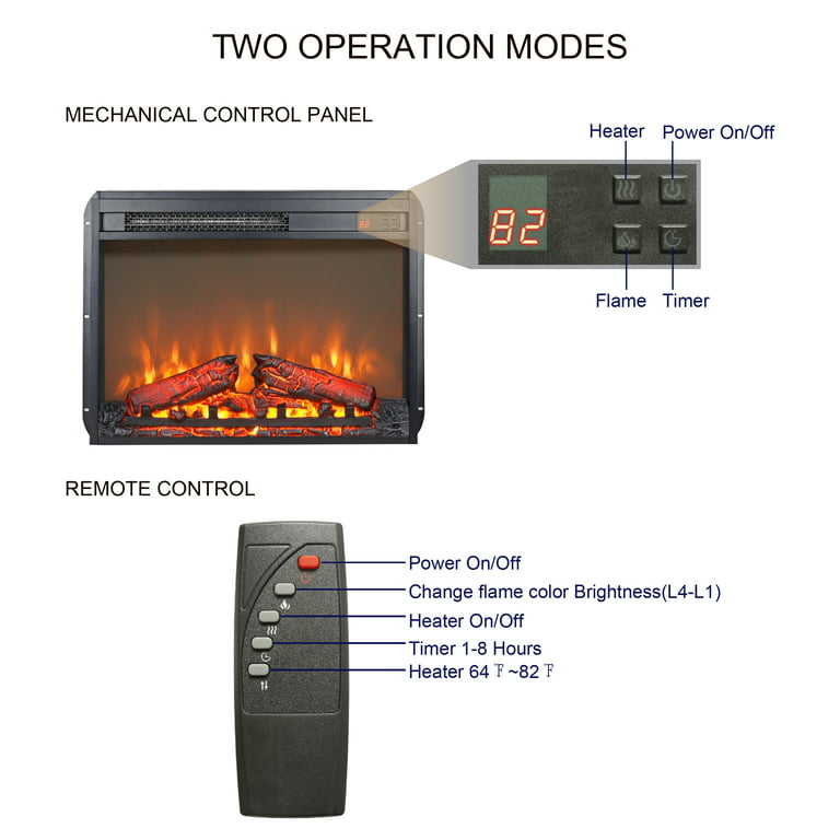 Fireplace 26" Electric Fireplace Inserts, 1400W Recessed Fireplace Heater with Log Set & Realistic Flame, Remote Control with Timer, Overheating Protection