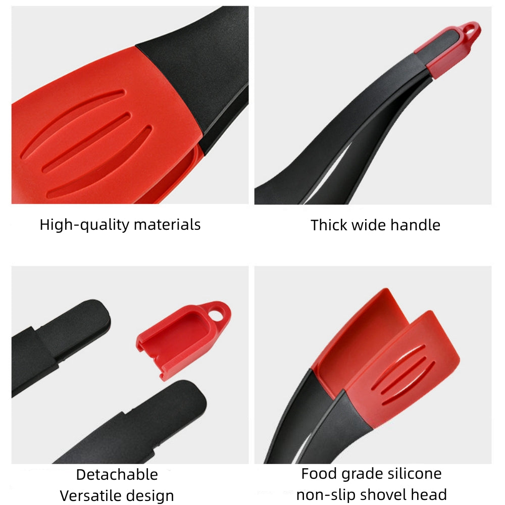 3-in-1 Silicone Turner Spatula Set, Non-Stick Slotted Solid Kitchen Utensils, Heat-Resistant Food Grade Silicone Kitchen Tongs for Cooking Frying Flipping, and Clipping