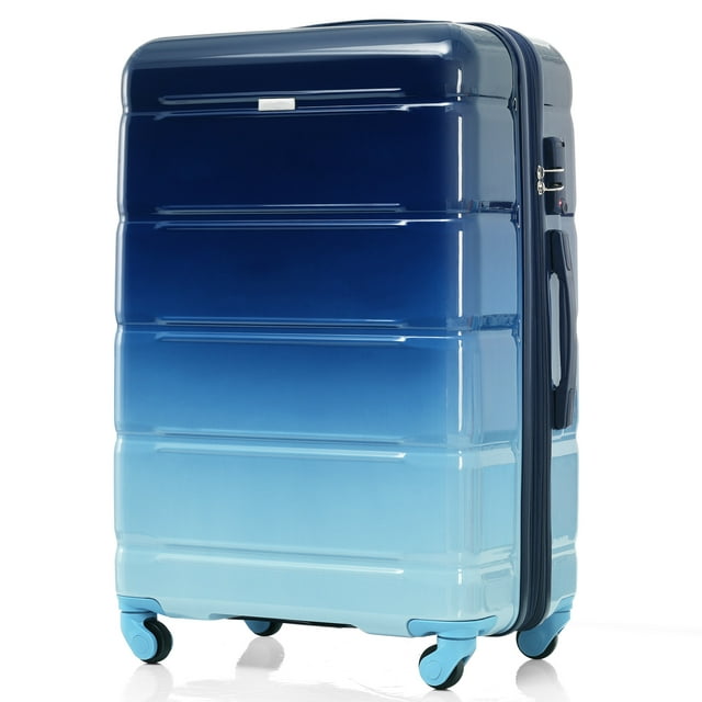 New Luggage Set with Cup Holder and USB Port, 3 Piece Set Hardshell Expandable Luggage Suitcase Sets with TAS Lock Spinner Wheels, Gradient Blue