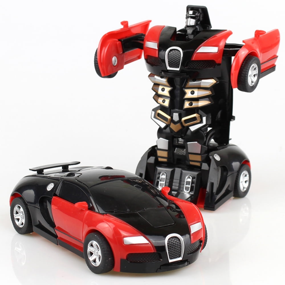 2 Pieces Transform Robot Car Toys, One-Button Mini Deformable Car Robot Toy for Kids Boys Girls Gift